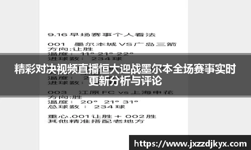 精彩对决视频直播恒大迎战墨尔本全场赛事实时更新分析与评论